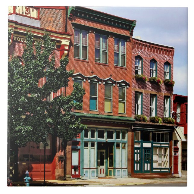 Burlington NJ - Street in Historic District Ceramic Tile (Front)