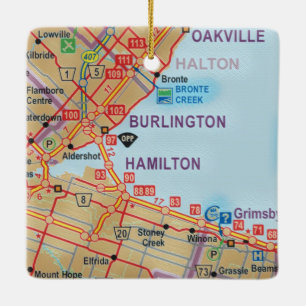 Burlington Ontario Map Ceramic Ornament