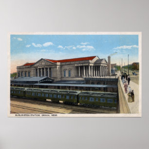 Burlington Railroad Station View Poster