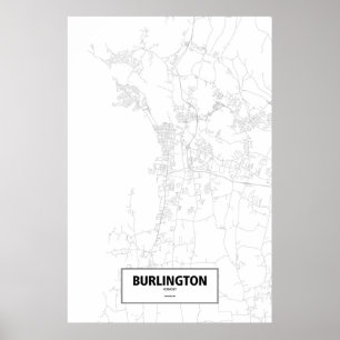Burlington, Vermont (black on white) Poster