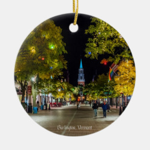 Burlington, Vermont cityscape photograph, Ceramic Ornament