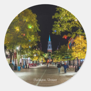 Burlington, Vermont cityscape photograph, Classic Round Sticker