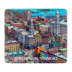 Burlington, Vermont Comic Book Style Art Cutting Board