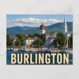 Burlington Vermont Lakefront Mountain Travel Gift Postcard