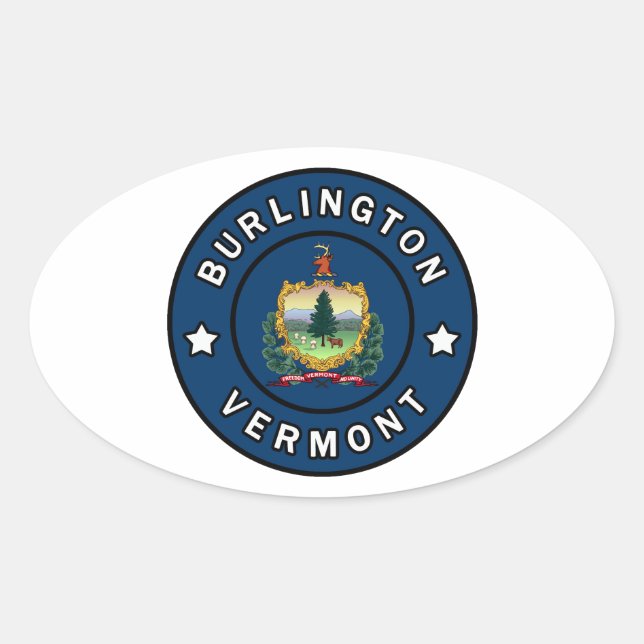 Burlington Vermont Oval Sticker (Front)