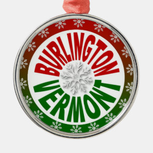 Burlington Vermont red green snowflake ornament