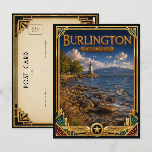 Burlington Vermont Vintage Art Deco Golden Age Postcard