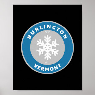 Burlington Vermont Vt Winter Snow Snowflake Dge So Poster