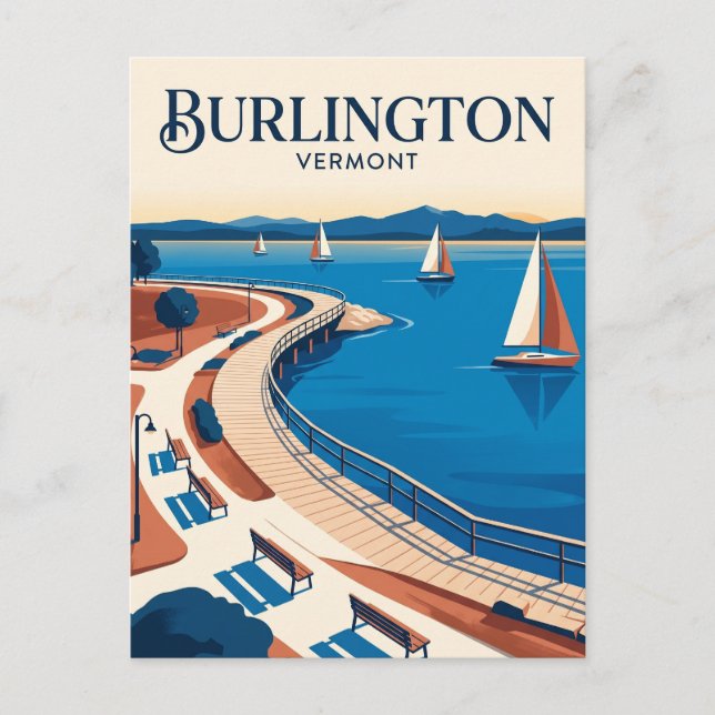 Burlington Waterfront Vermont Postcard (Front)