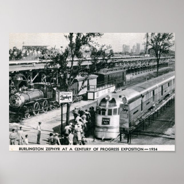 Burlington Zephyr Deco Train 1934 Vintage Poster (Front)