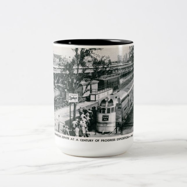 Burlington Zephyr Train Vintage Two-Tone Coffee Mug (Center)