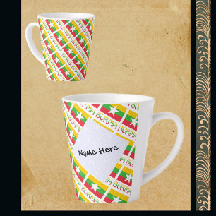 Burma and Myanmar Flag Tiled Personalised Latte Mug
