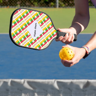 Burma and Myanmar Flag Tiled with Your Name Pickleball Paddle