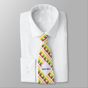Burma and Myanmar Flag Tiled with Your Name Tie