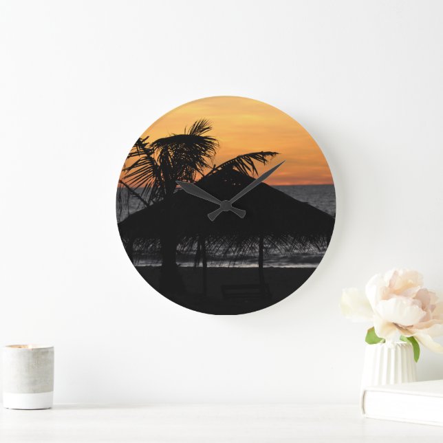 Burma beach sunset large clock (Home)