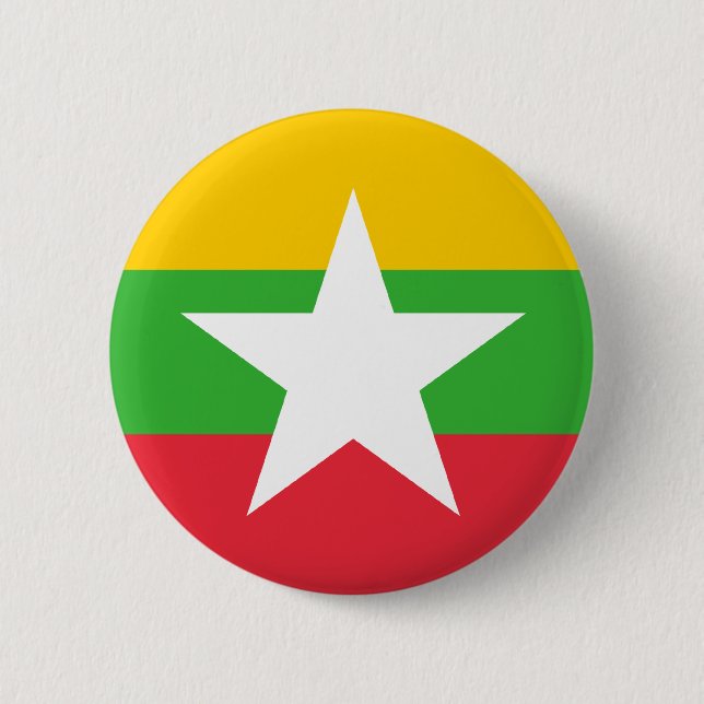 Burma Flag; Myanmar 6 Cm Round Badge (Front)