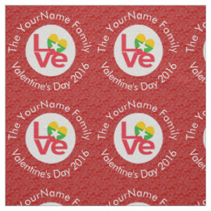 Burma Myanmar Flag Heart LOVE Red Personalise Text Fabric