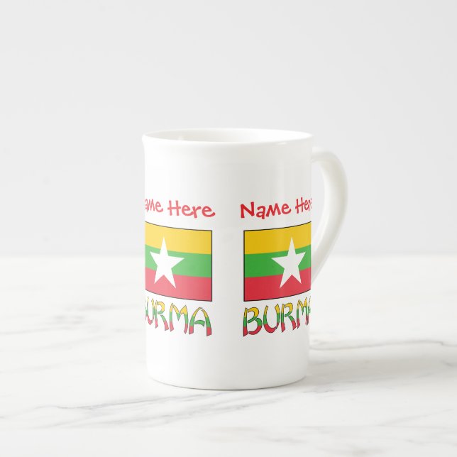 Burma Myanmar Flag Personalised  Bone China Mug (Front Right)