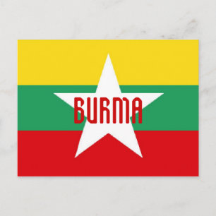 Burma Myanmar flag postcard