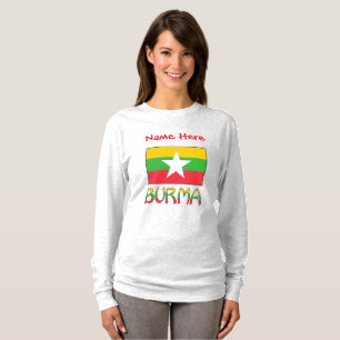 Burma Myanmar Flag Red Personalised Women's T-Shirt
