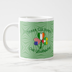 Burma Myanmar Irish USA Shamrock Flag Personalised Large Coffee Mug