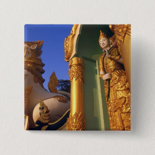 Burma (Myanmar), Rangoon (Yangon) Temple 15 Cm Square Badge