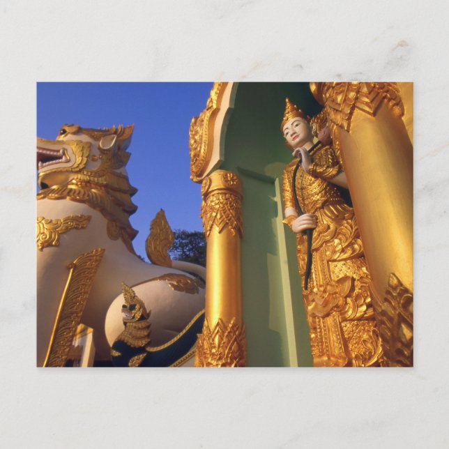 Burma (Myanmar), Rangoon (Yangon) Temple Postcard (Front)