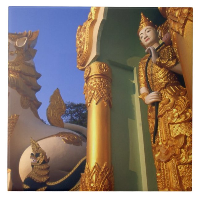 Burma (Myanmar), Rangoon (Yangon) Temple Tile (Front)