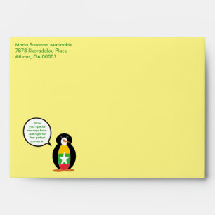 Burma Myanmar Talking Ms Penguin Personalised  Envelope