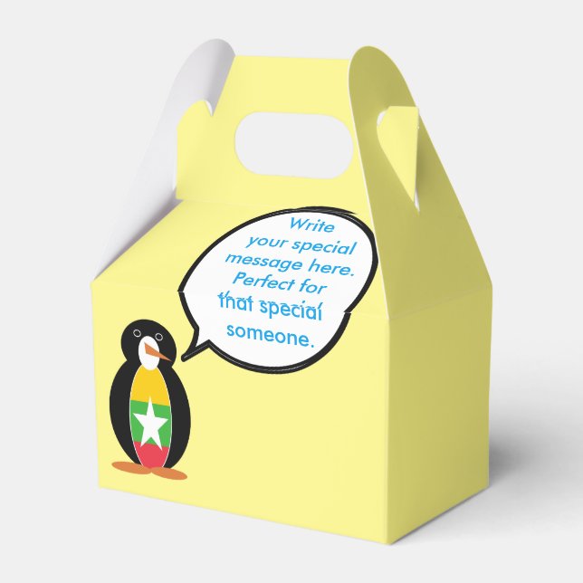 Burma Myanmar Talking Ms Penguin Personalised  Favour Box (Back Side)