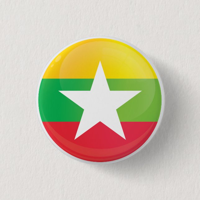 Burma  Round Icon Flag  3 Cm Round Badge (Front)