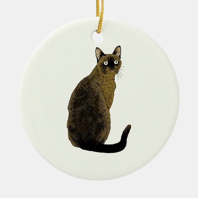 Burmese Cat Ceramic Ornament (Front)