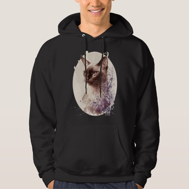 Burmese Cat Japanese Cherry Blossom Sakura Hoodie (Front)
