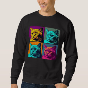 Burmese Cat Pop Illustration Colorful Animal Men   Sweatshirt