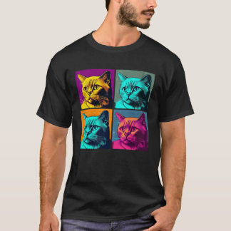 Burmese Cat Pop Illustration Colourful Animal Men  T-Shirt