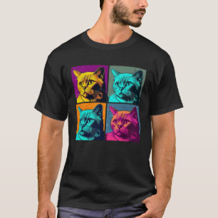 Burmese Cat Pop Illustration Colourful Animal Men T-Shirt