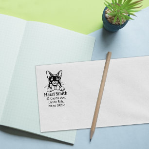 Burmese Cat Return Address Pet  Rubber Stamp