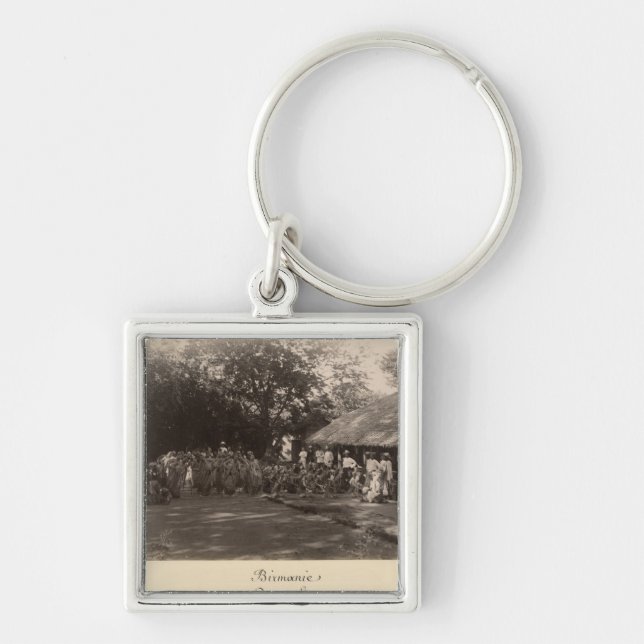 Burmese dancers celebrating, Burma Key Ring (Front)