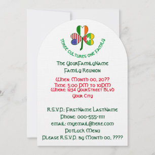 Burmese Irish American Shamrock Family Reunion Invitation