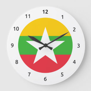 Burmese (Myanma) flag Wall Clocks