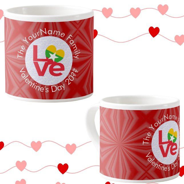 Burmese Myanmar Flag Heart LOVE Red Personalised  Espresso Cup (Creator Uploaded)