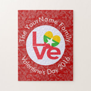 Burmese or Myanmar LOVE White on Red Jigsaw Puzzle