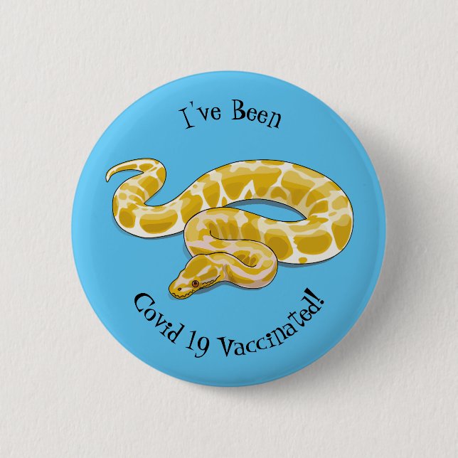 Burmese python snake cartoon illustration 6 cm round badge (Front)