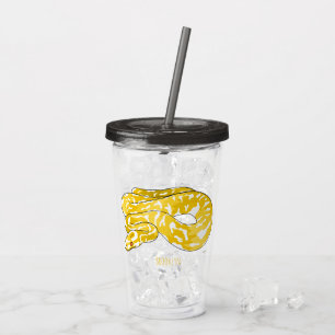Burmese python snake cartoon illustration acrylic tumbler