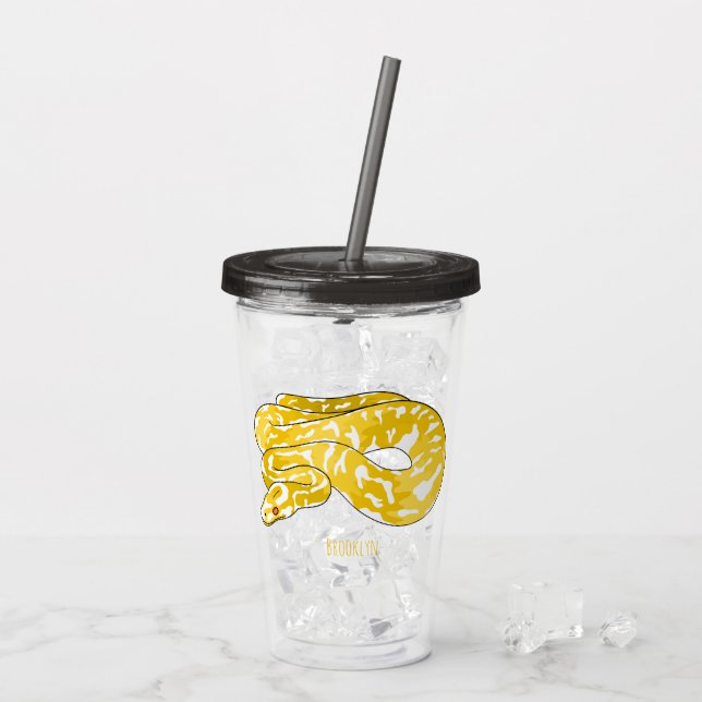 Burmese python snake cartoon illustration acrylic tumbler (Back Ice)