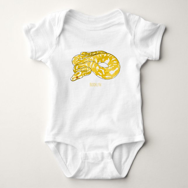 Burmese python snake cartoon illustration baby bodysuit (Front)