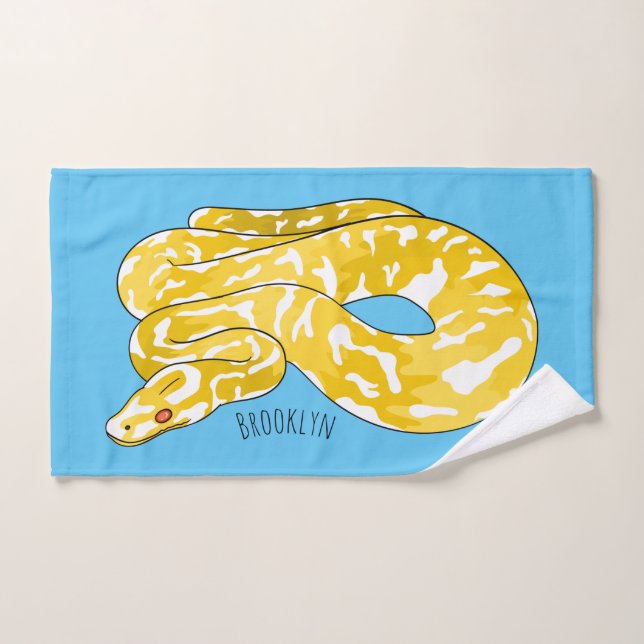 Burmese python snake cartoon illustration bath towel set (Hand Towel)