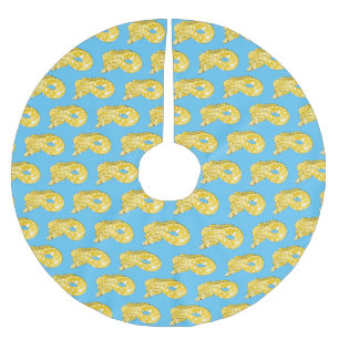 Burmese python snake cartoon illustration brushed polyester tree skirt