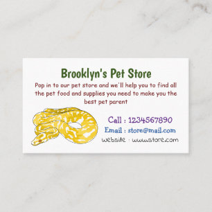 Burmese python snake cartoon illustration business card