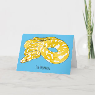 Burmese python snake cartoon illustration card